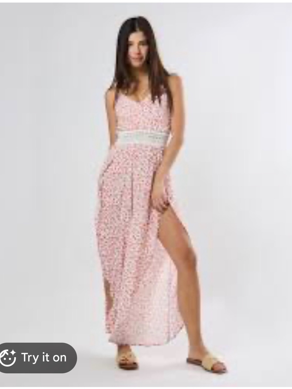 Floral Midi Lightweight Jumpsuit with Split Wide Leg Pant Medium